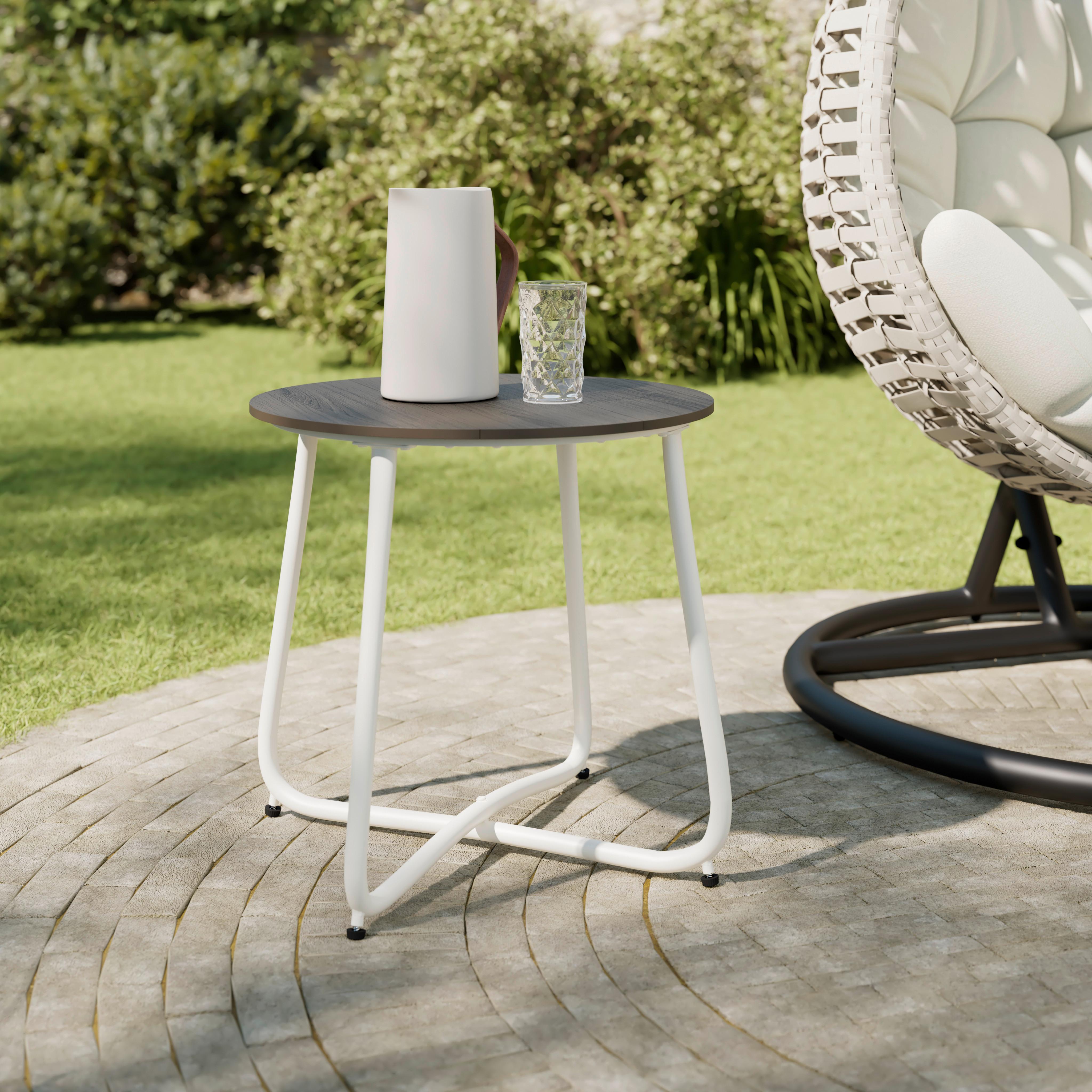 ZÁHRADNÝ PRÍRUČNÝ STOLÍK PINE - biela/tmavosivá, Modern, kov/plast (50/49,5/50cm) - Bessagi Garden