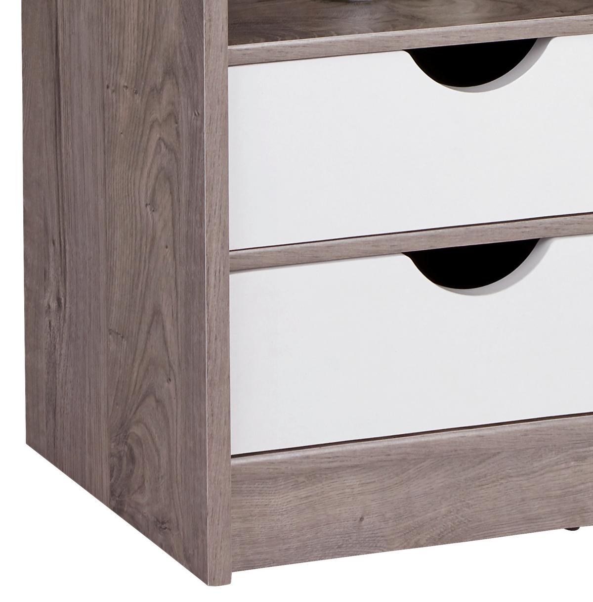 Regal mit Laden Meggy B 140cm, Ribbeck Eiche Dekor - Eiche grau, MODERN, Holz (140/184/32cm)