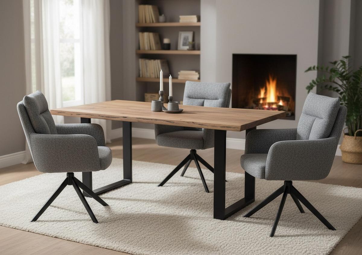 Armlehnstuhl Ella Ella - Schwarz/Grau, KONVENTIONELL, Textil/Metall (60/95/67cm) - MID.YOU