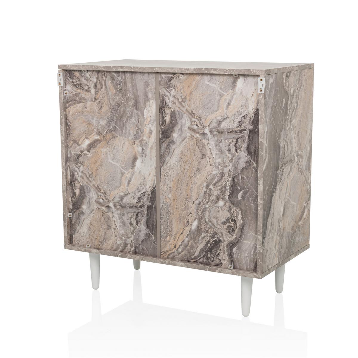 Kommode Lykkja Braun/Weiß B: 72 cm - Schwarz/Braun, MODERN, Holzwerkstoff (72/77/39,5cm) - MID.YOU