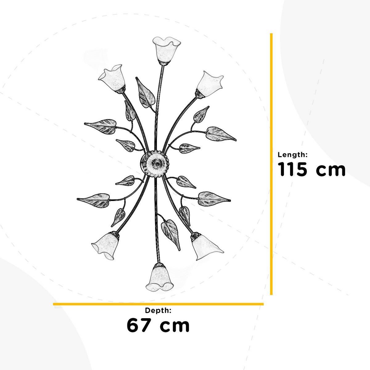 Deckenleuchte 4620/Ov6 - Bronzefarben/Olivgrün, Natur, Glas/Metall (65/40/125cm)