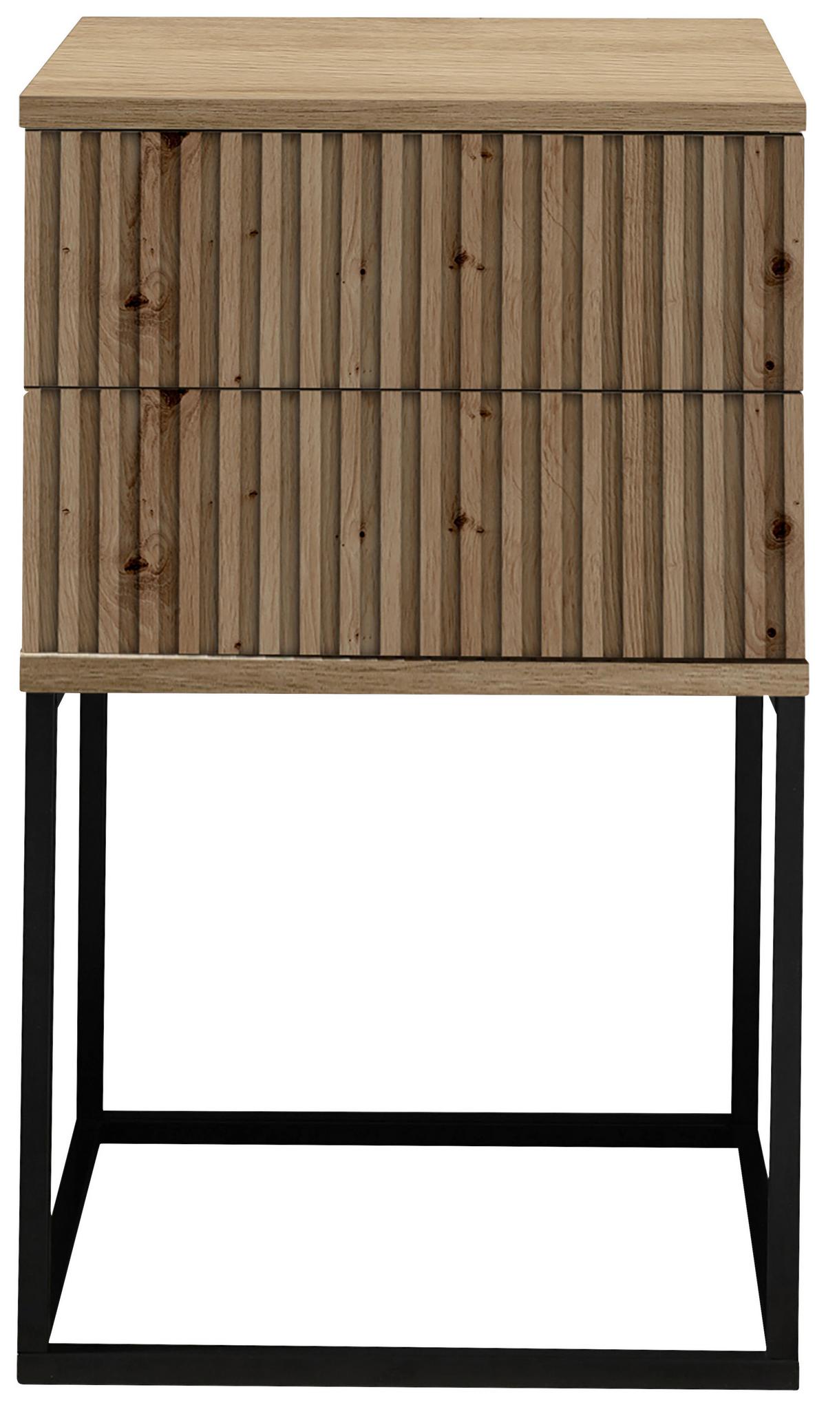 Noční stolek MARLE dub Artisan - černá/dub artisan, Moderní, kov/kompozitní dřevo (40/65/38,5cm) - Hom`in