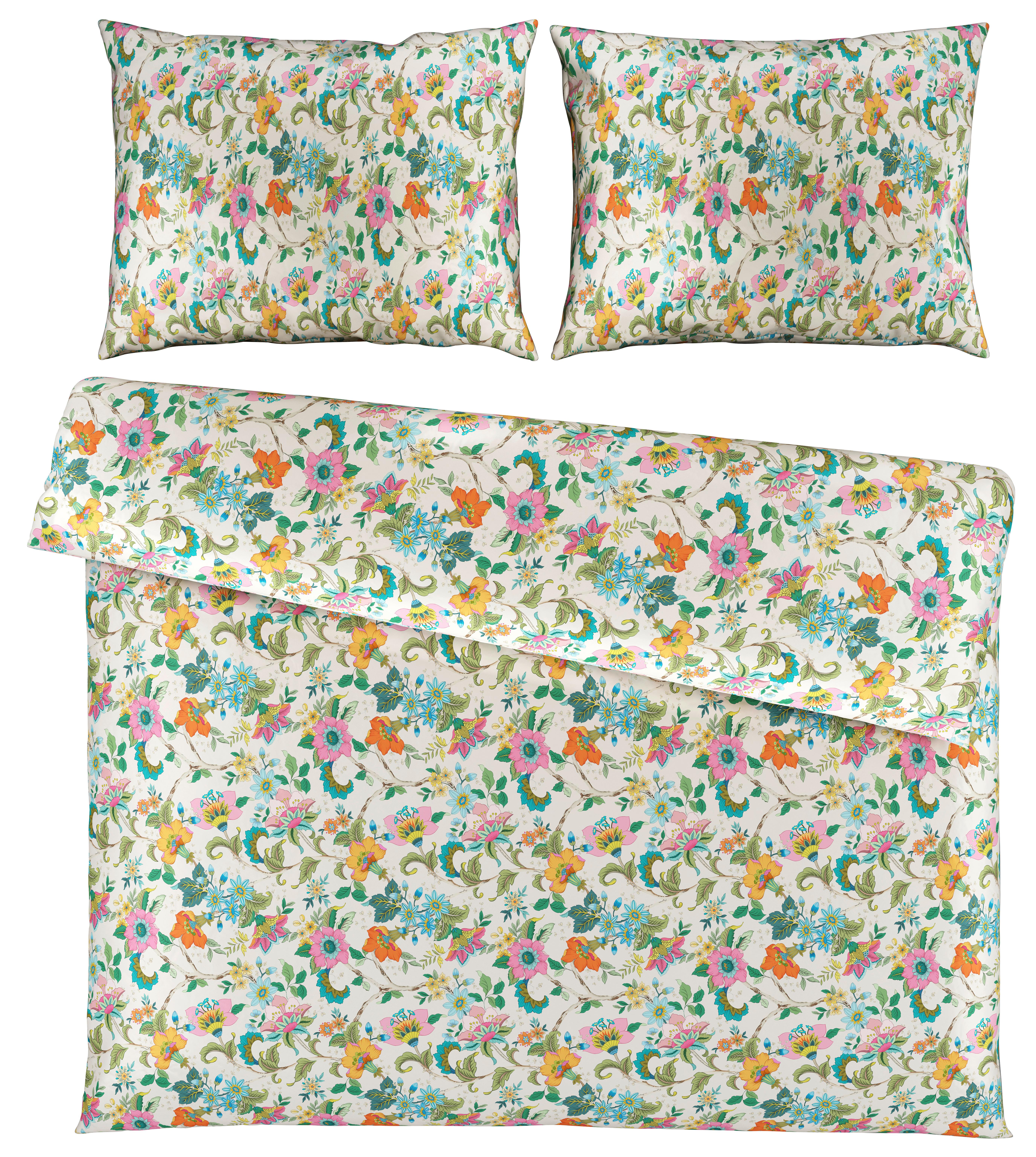 Povlečení Kamia XXL, 2x70/90 200/220cm - růžová/tyrkysová, Romantický / Rustikální, textil (200/220cm) - Mömax