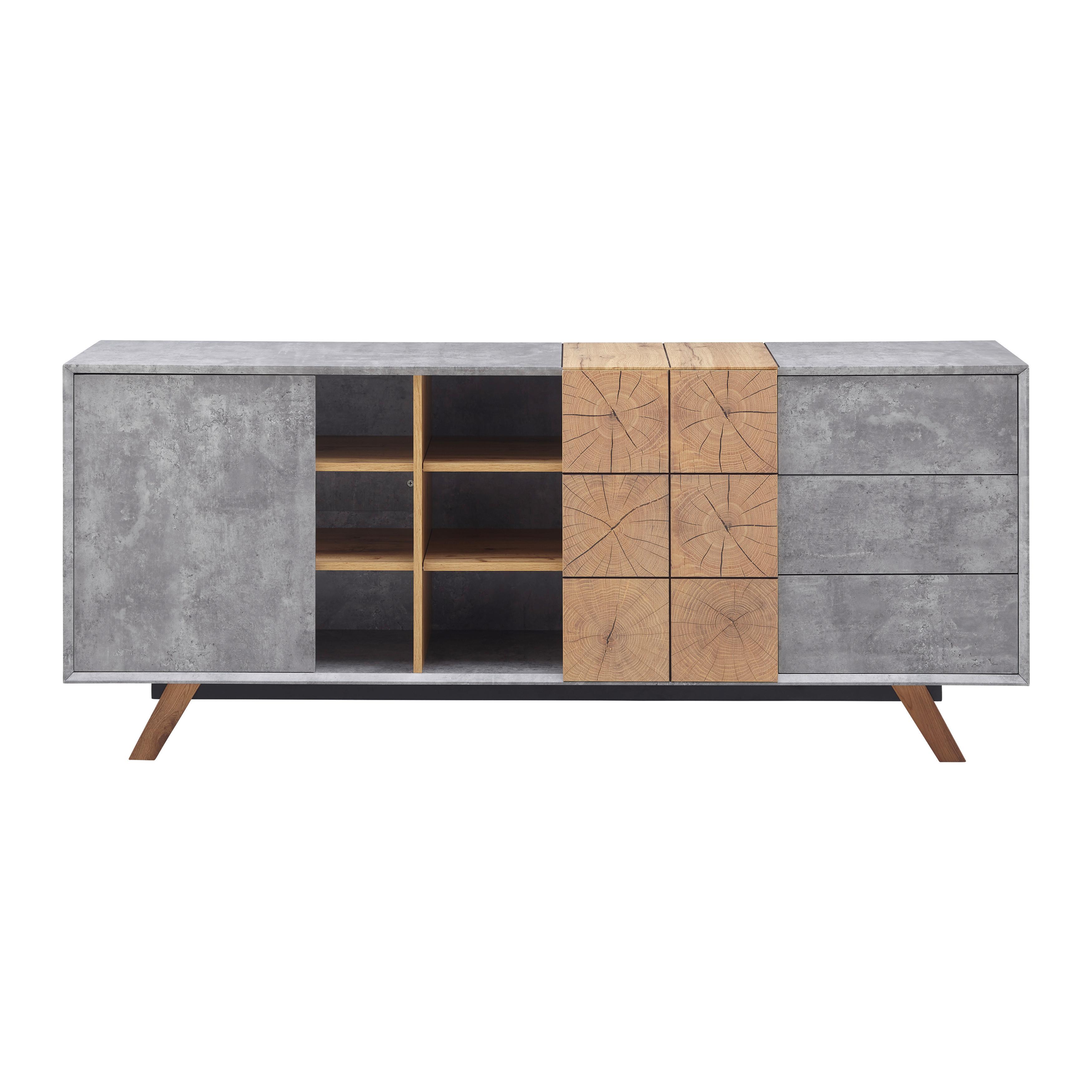 Komoda Casper - šedá/barvy dubu, Moderní (180/75/40cm) - Modern Living