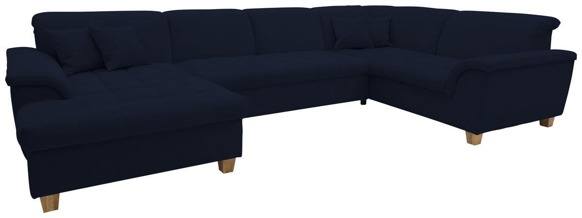 Wohnlandschaft Franzi Mit Schlaffunktion Blau - Eichefarben/Dunkelblau, KONVENTIONELL, Textil (170/352/214cm) - MID.YOU
