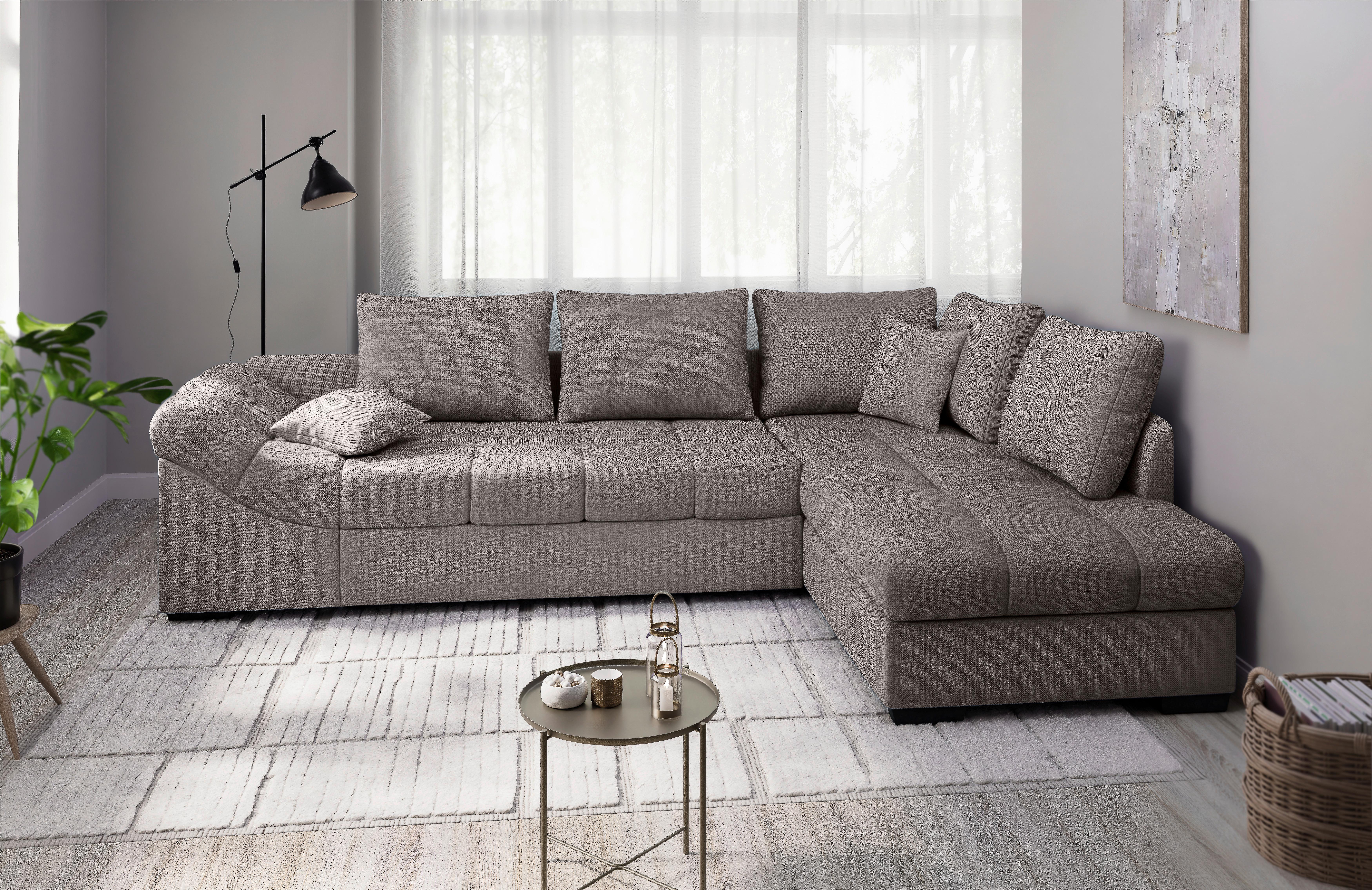 Eckschlafsofa Alvito Graubraun S: 298x202 Cm - Graubraun/Schwarz, MODERN, Textil (298/202cm) - MID.YOU