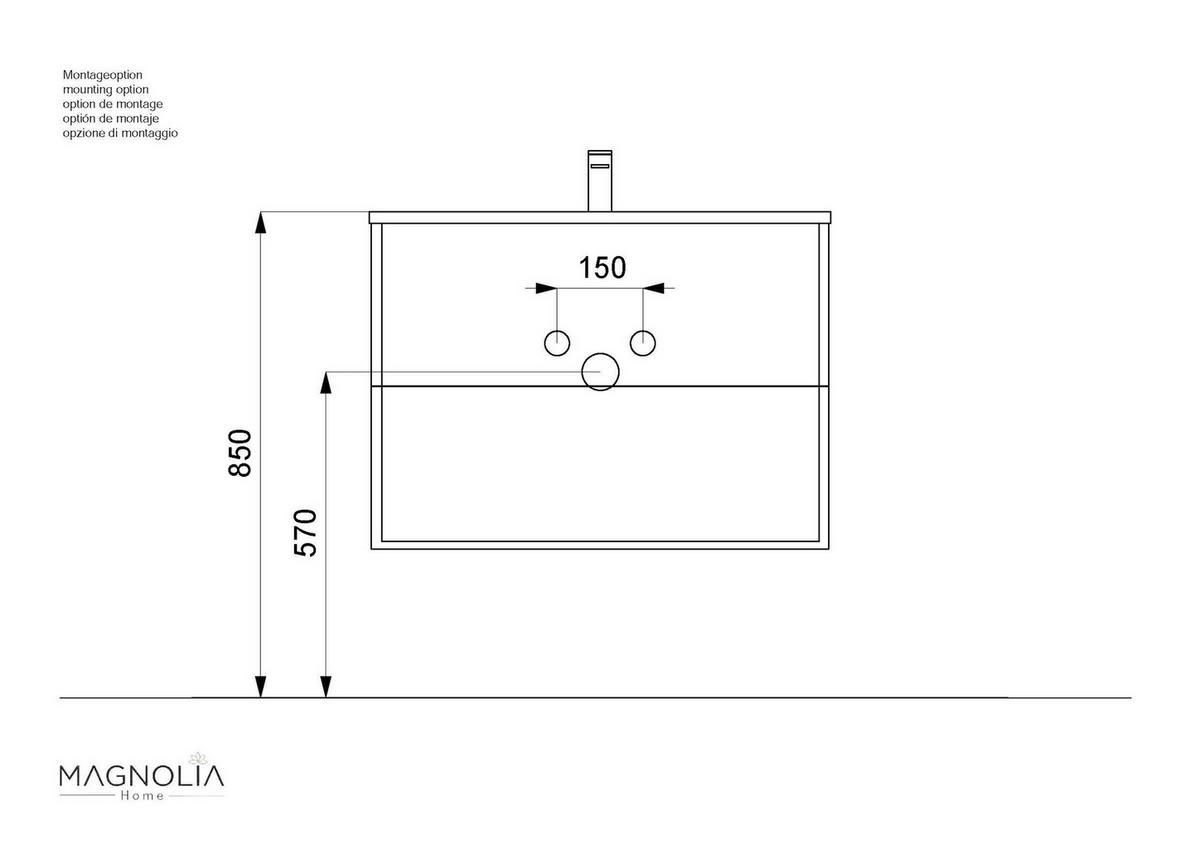 WASCHTISCHKOMBI Homeline, Weiß HG B: 81 cm - Weiß Hochglanz/Weiß, Basics, Keramik/Holzwerkstoff (81cm) - MID.YOU