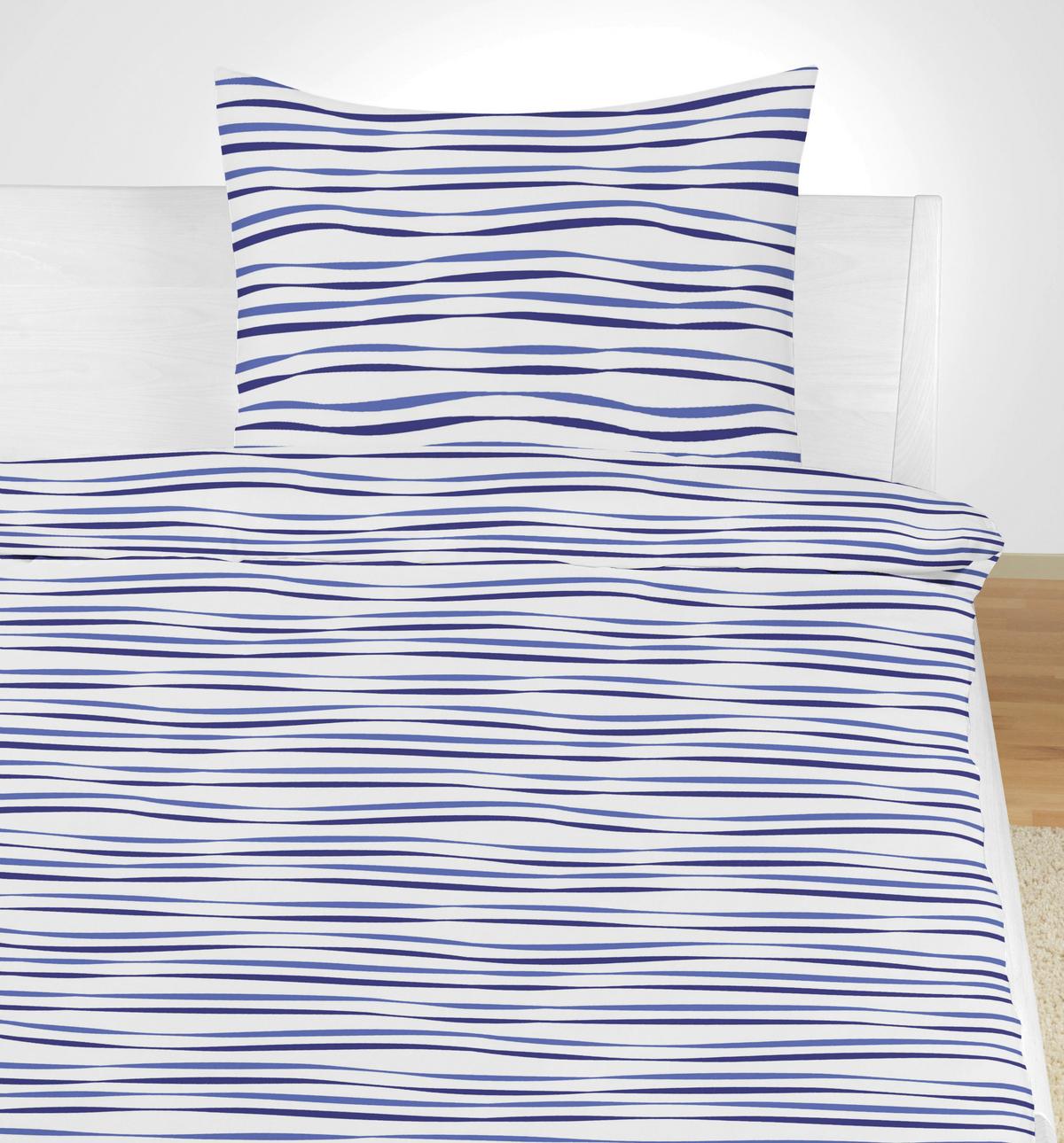 Bettwäsche 140x200 Cm Lenka Mikrofaser Blau/beige - Blau/Beige, KONVENTIONELL, Textil - Ondega