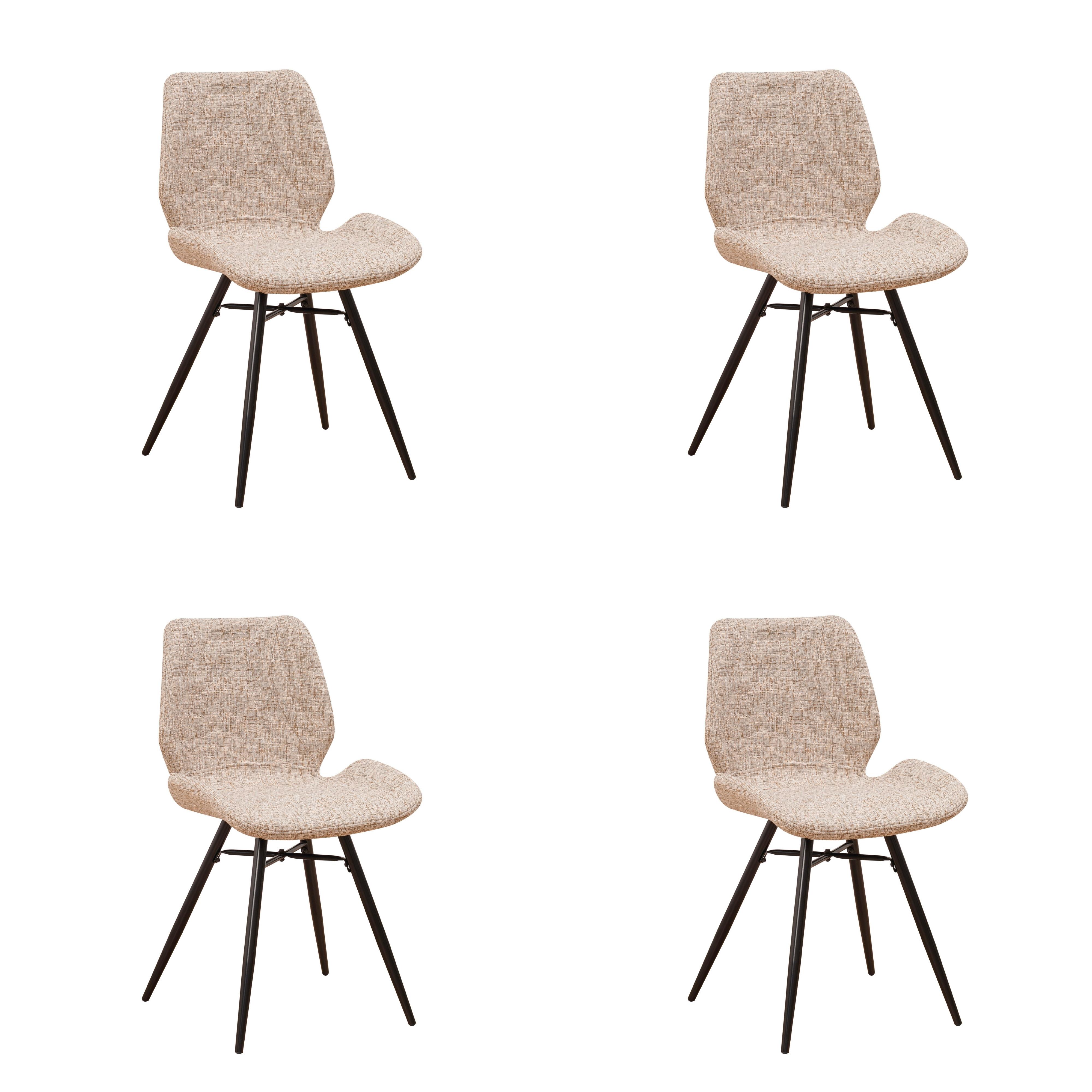 STUHL-SET BARRON - Beige/Schwarz, Design, Textil/Metall (47/82/55cm) - MID.YOU