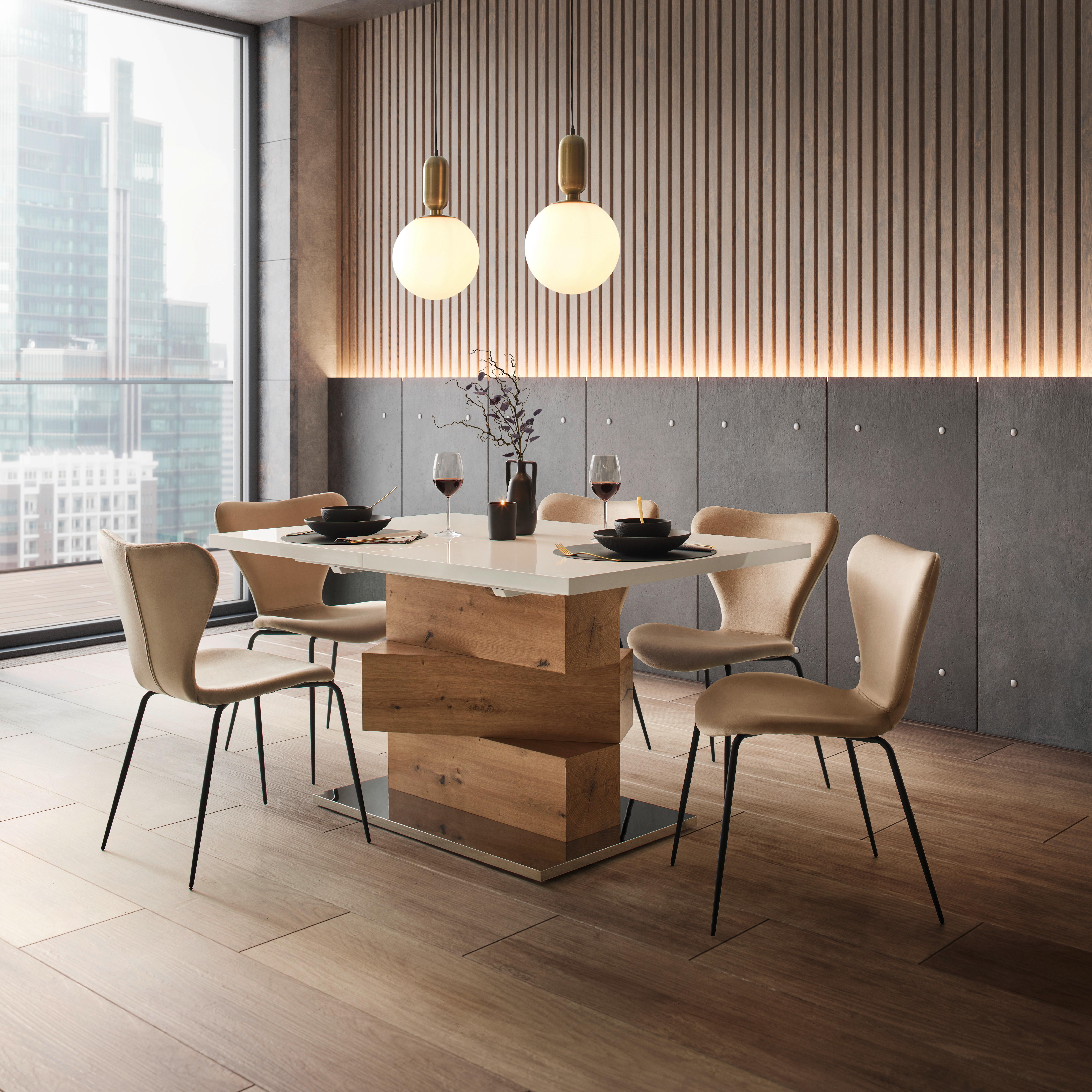 Jedálenský Stôl Andy 140-180x90 Cm - farby duba/biela, Moderný, kov (140-180/90/76cm) - P & B