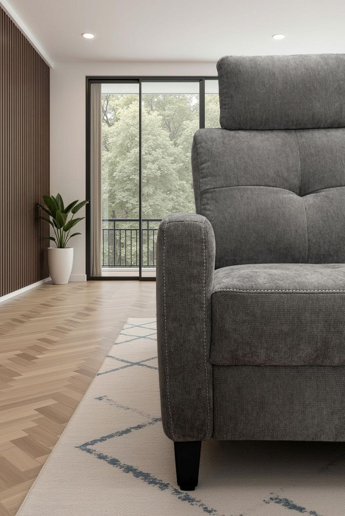 Rohová sedačka VARESE, pravá, šedá žinylka MORELIA - šedá/černá, Moderní, kov/textil (219/170cm) - James Wood