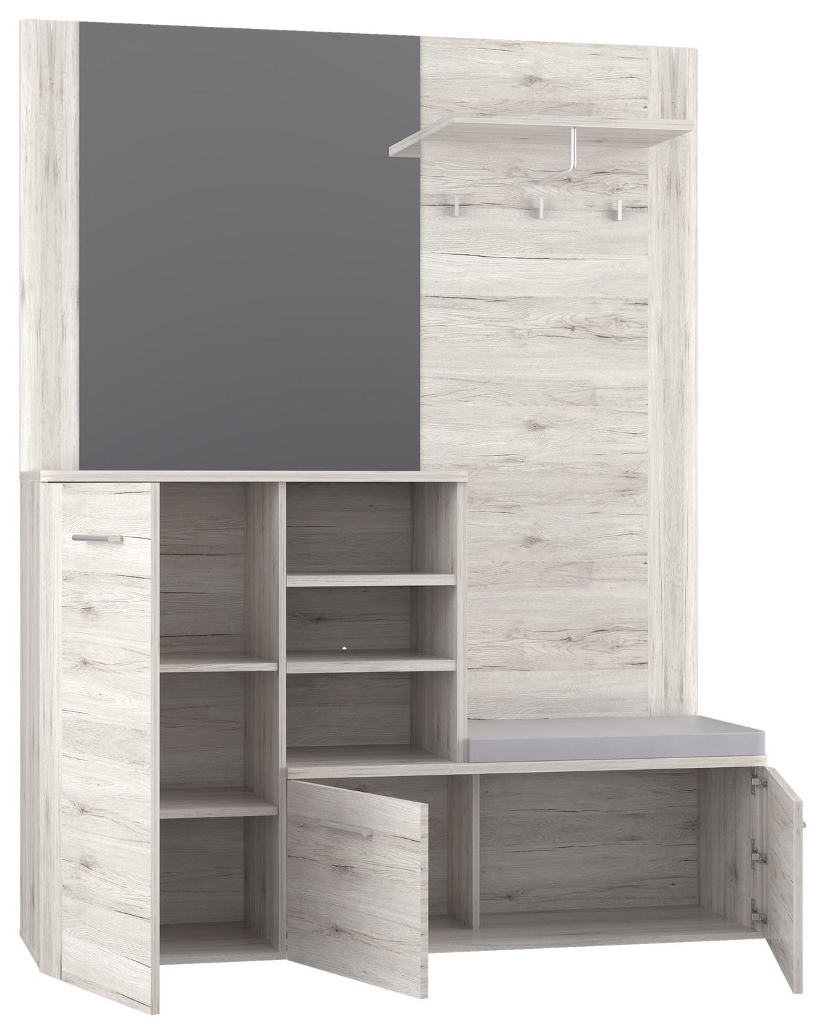 Garderobe Big Bang Eiche Dekor B: 155 Cm Mit Spiegel - Basics, Glas/Holzwerkstoff (155/200/41,6cm) - MID.YOU
