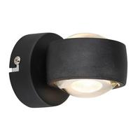 Led-wandleuchte 78290b - Klar/Schwarz, Design, Glas/Metall (7,5/10/7cm) - Globo