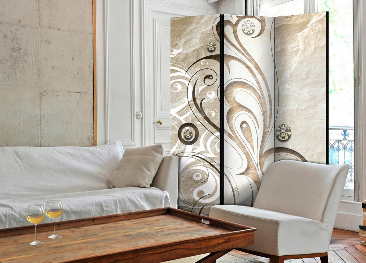 Paravent Beige Hellbraun B: 135 Cm - Hellbraun/Beige, Basics, Holz/Textil (135/172/3cm) - artgeist