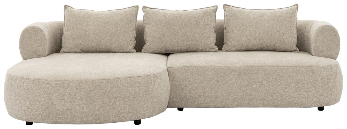 Ecksofa Ferro Beige S: 156x256 cm - Beige/Schwarz, Design, Textil (156/256cm) - Livetastic