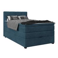 Boxspringbett mit Topper & Bettkasten 120x200 Lauro - Blau/Schwarz, Trend, Textil (120/200cm)