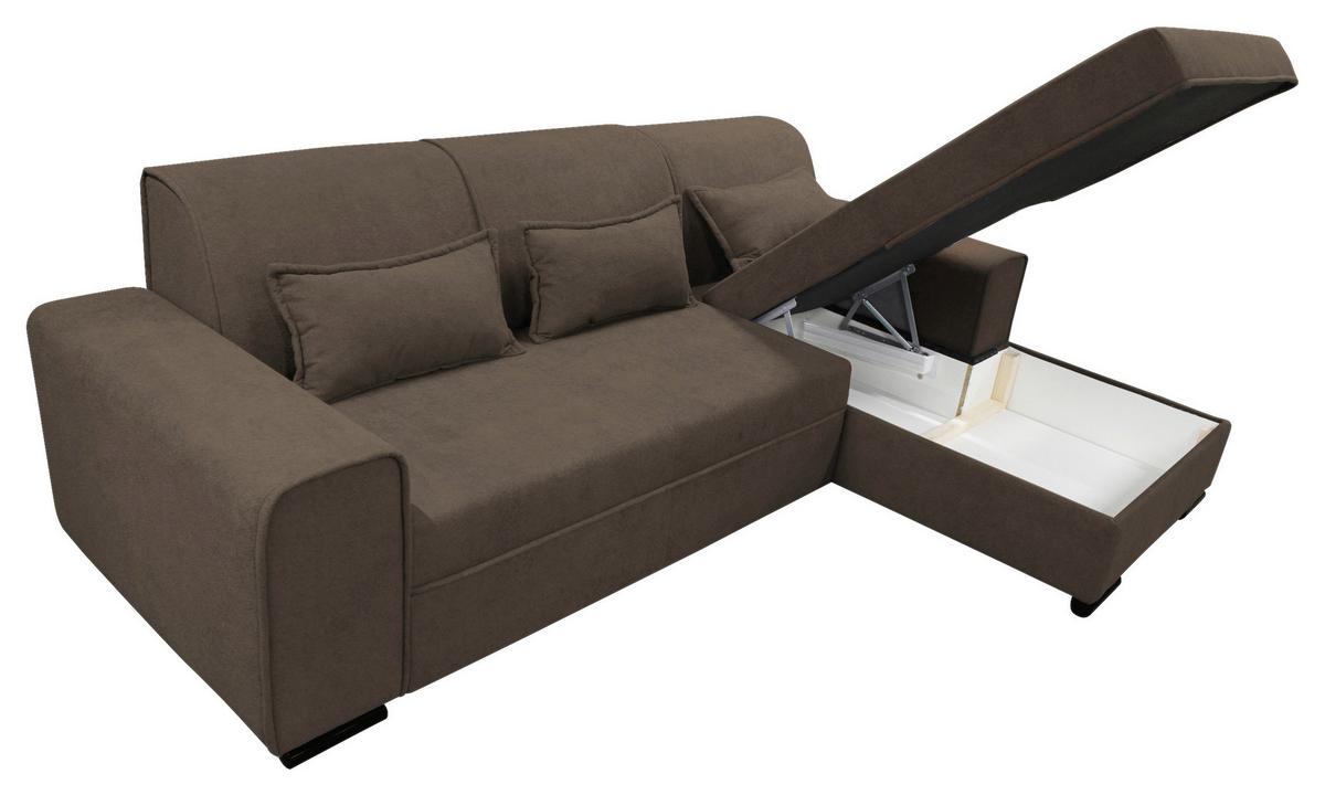 Ecksofa Classic Braun 270x175 cm - Schwarz/Braun, Design, Textil (270/175cm) - MID.YOU