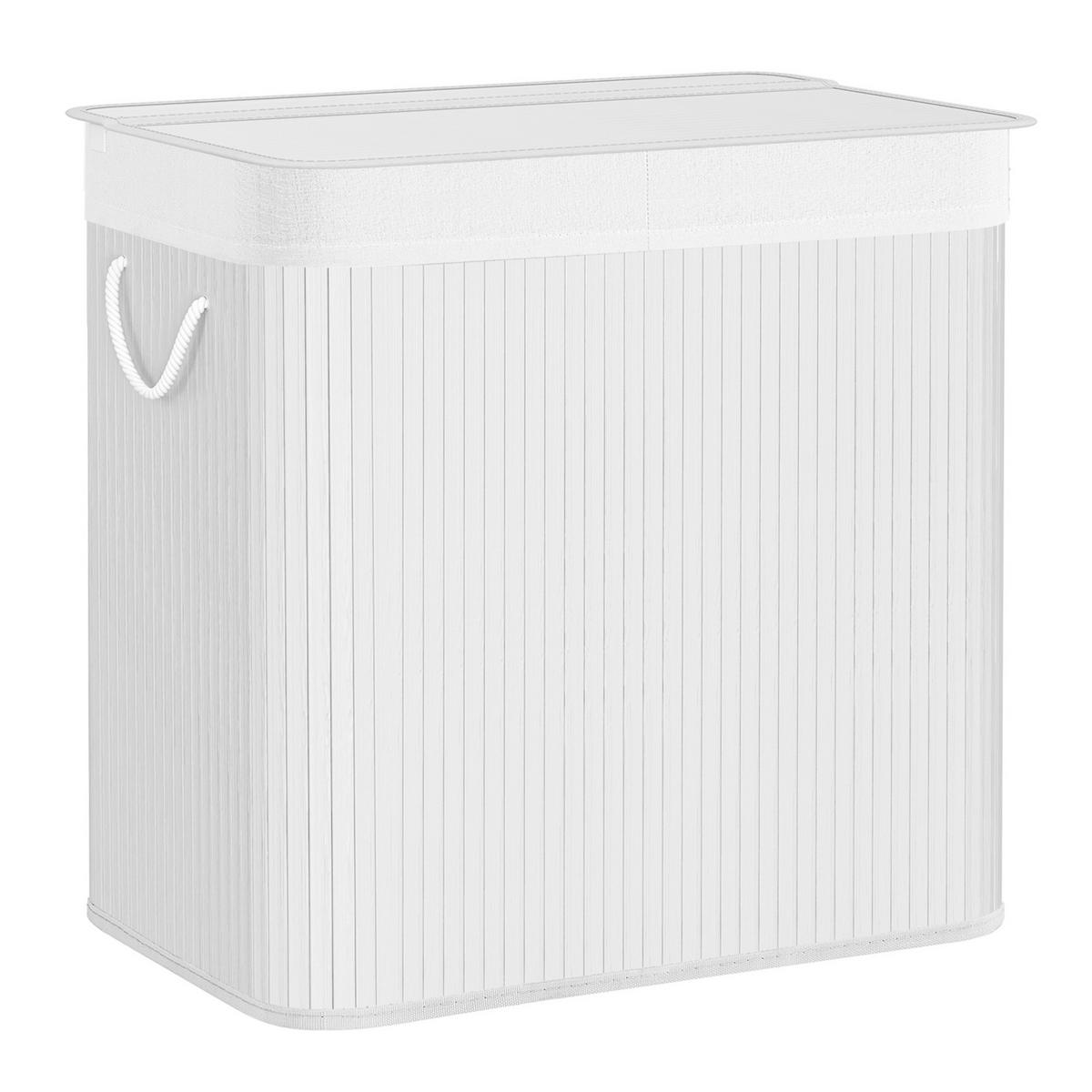 Wäschekorb Weiß B: 60 Cm - Weiß, Basics, Naturmaterialien/Textil (60/61,5/40cm)