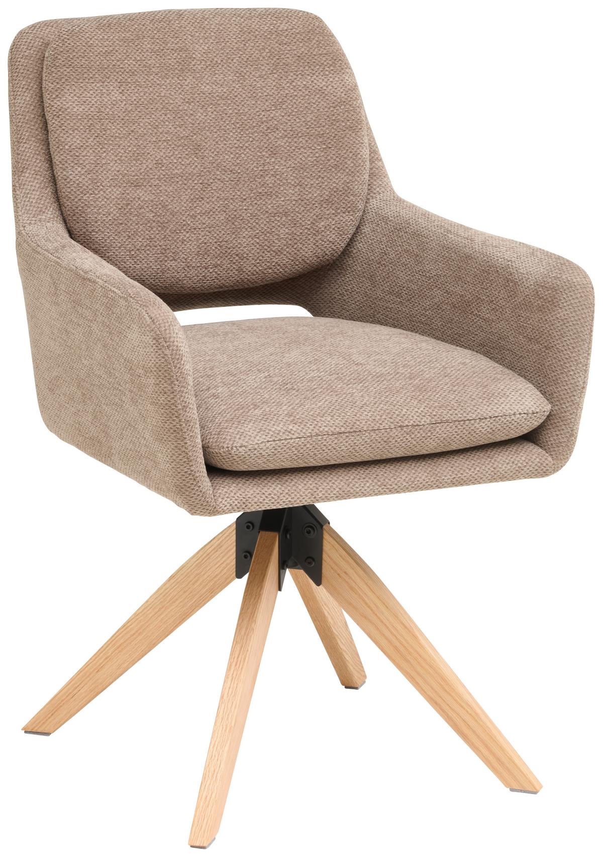 Armlehnstuhl Marley Webstoff Braun, B: 59 cm - Braun/Naturfarben, KONVENTIONELL, Holz/Textil (59/89/65cm) - Livetastic