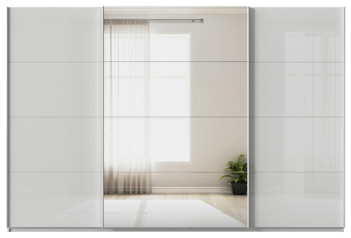 Tolóajtós Szekrény Feldkirch 315/210 Cm - ezüst/magasfényű szürke, Modern, faalapú anyag/Üveg (315/210/62cm)