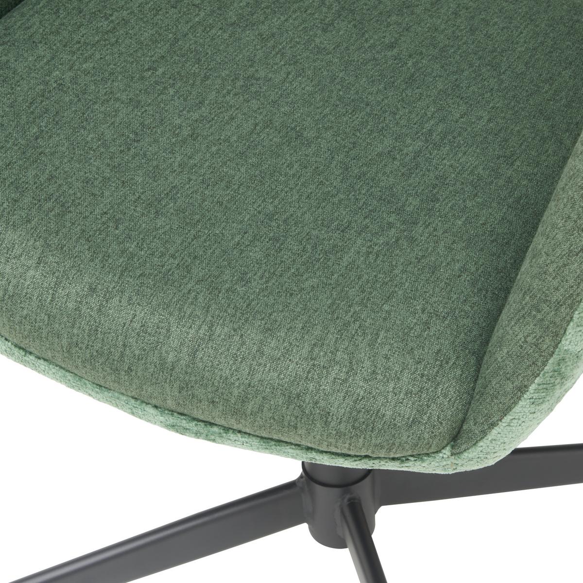 Armlehnstuhl Kaan Chenille Grün, B: 61 Cm - Schwarz/Grün, KONVENTIONELL, Textil/Metall (61/85/63cm) - MID.YOU