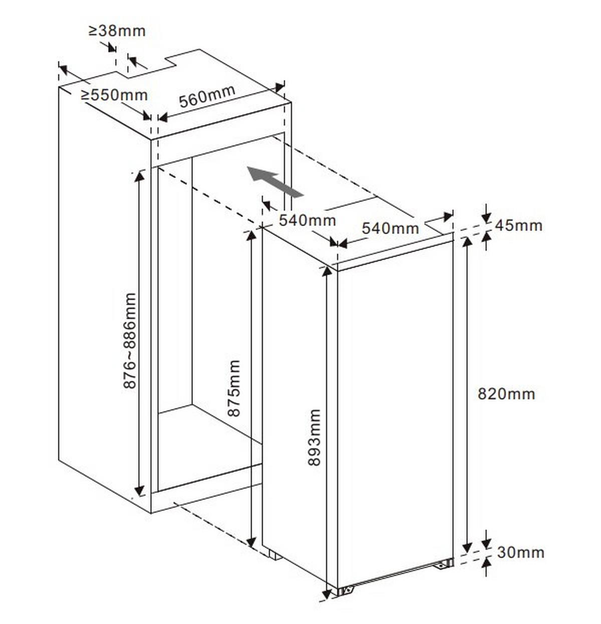 Kühlschrank Ekhttmg4sse - Weiß, Basics, Glas/Kunststoff (54/89/54cm) - Mican