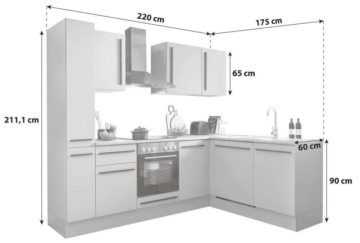 Eckküche Denver Grau/eiche Dekor 250x175 Cm - Eichefarben/Grau, Design, Holzwerkstoff (250/175cm) - MID.YOU