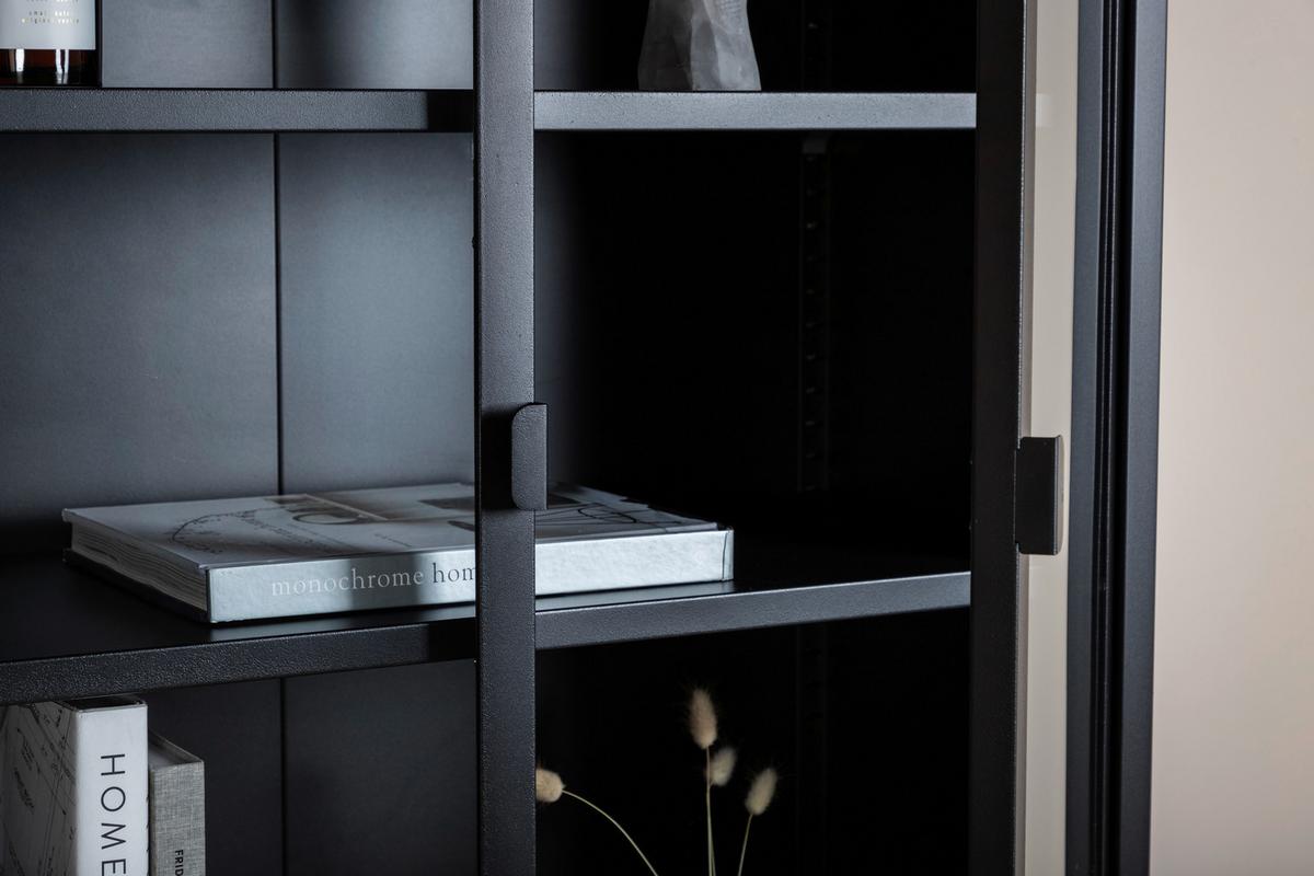 Vitrine Misha - Schwarz, Design, Metall (75/150/35cm) - Livetastic