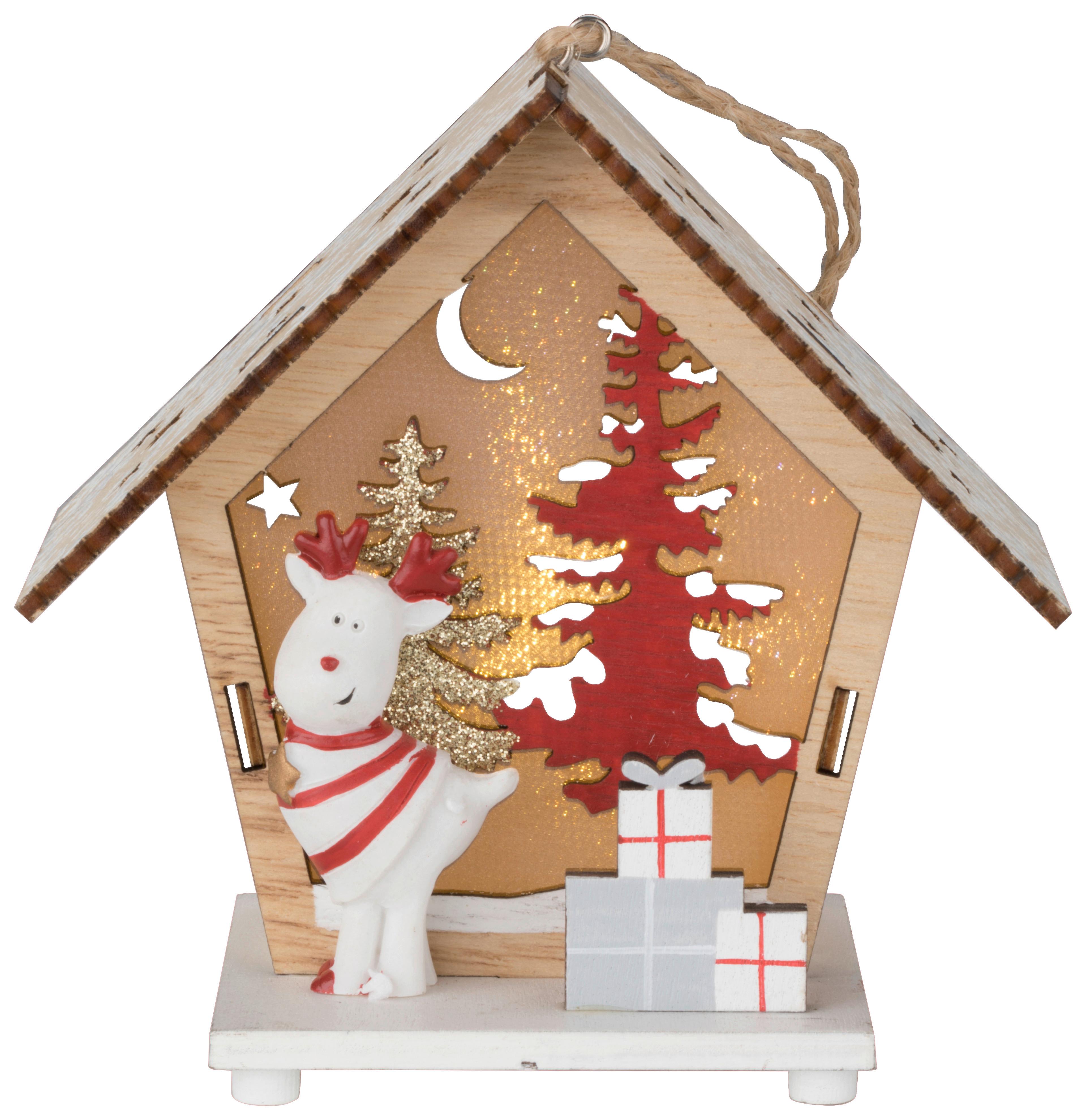 Dekoračné LED svietidlo HELOI, š/v/h: 11/11,5/6,8cm - šedá/bílá, Konvenční, dřevo (11,5cm) - Modern Living