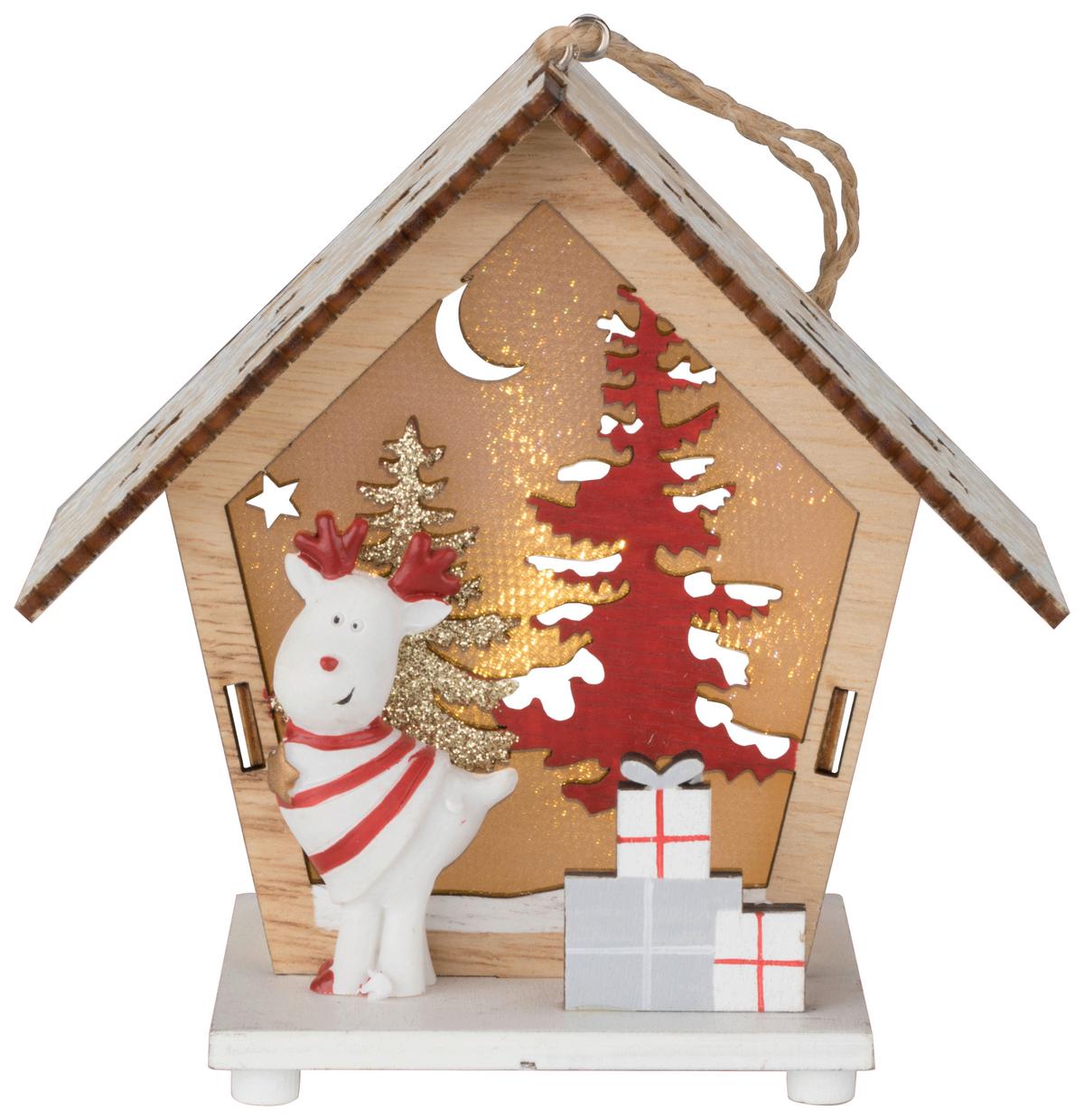 Dekoračné LED svietidlo HELOI, š/v/h: 11/11,5/6,8cm - šedá/bílá, Konvenční, dřevo (11,5cm) - Modern Living