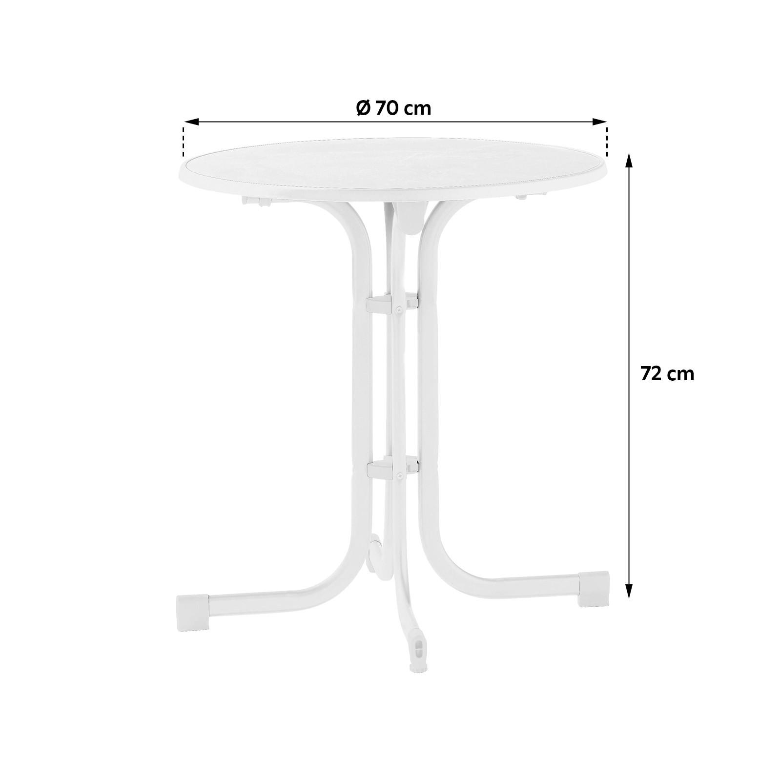 Gartentisch Klappbar Holzwerkstoff/Metall ⌀ 70 cm - Weiß, MODERN, Holzwerkstoff/Metall (70/70/72cm) - Sieger