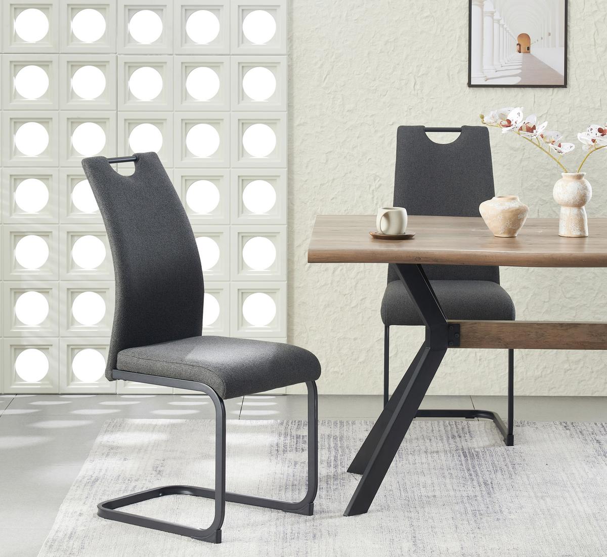 Schwingstuhl-Set Hanna Anthrazit B: 43 cm - Anthrazit/Schwarz, MODERN, Textil/Metall (43/98/59cm) - MID.YOU