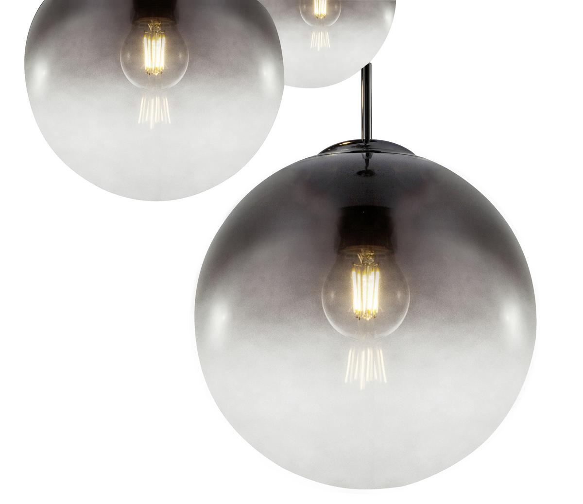 Hängeleuchte Varus H: 120 Cm 3-Flammig, Dynamisches Design - Chromfarben/Grau, Design, Glas/Metall (51/120cm) - Globo