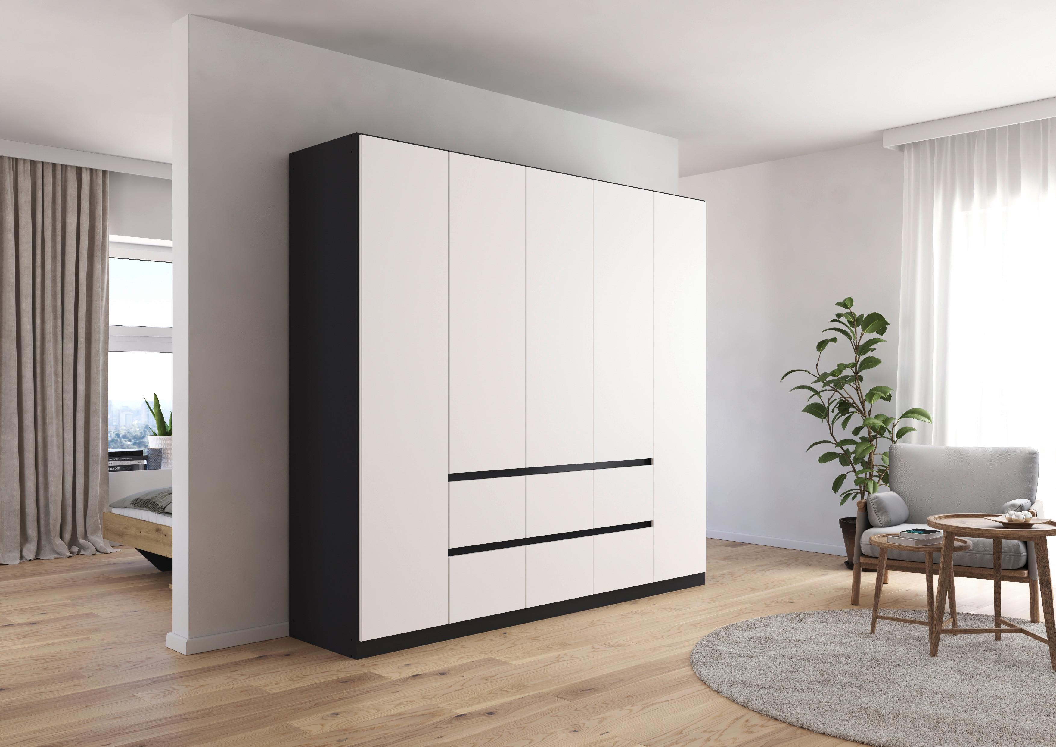 Drehtürenschrank Mainz Grau/Weiß B: 226 cm - Weiß/Grau, Basics, Holzwerkstoff (226/210/54cm) - Rauch Möbel