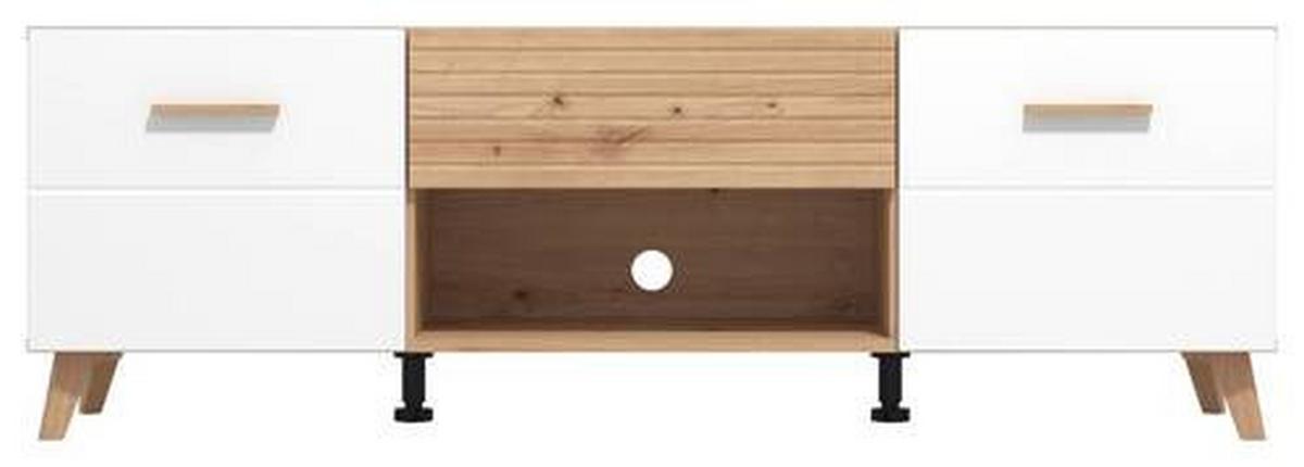 Tv-elem Bretagne - tölgyfa/fehér, Modern, faalapú anyag (147/50/41,5cm) - Best Price