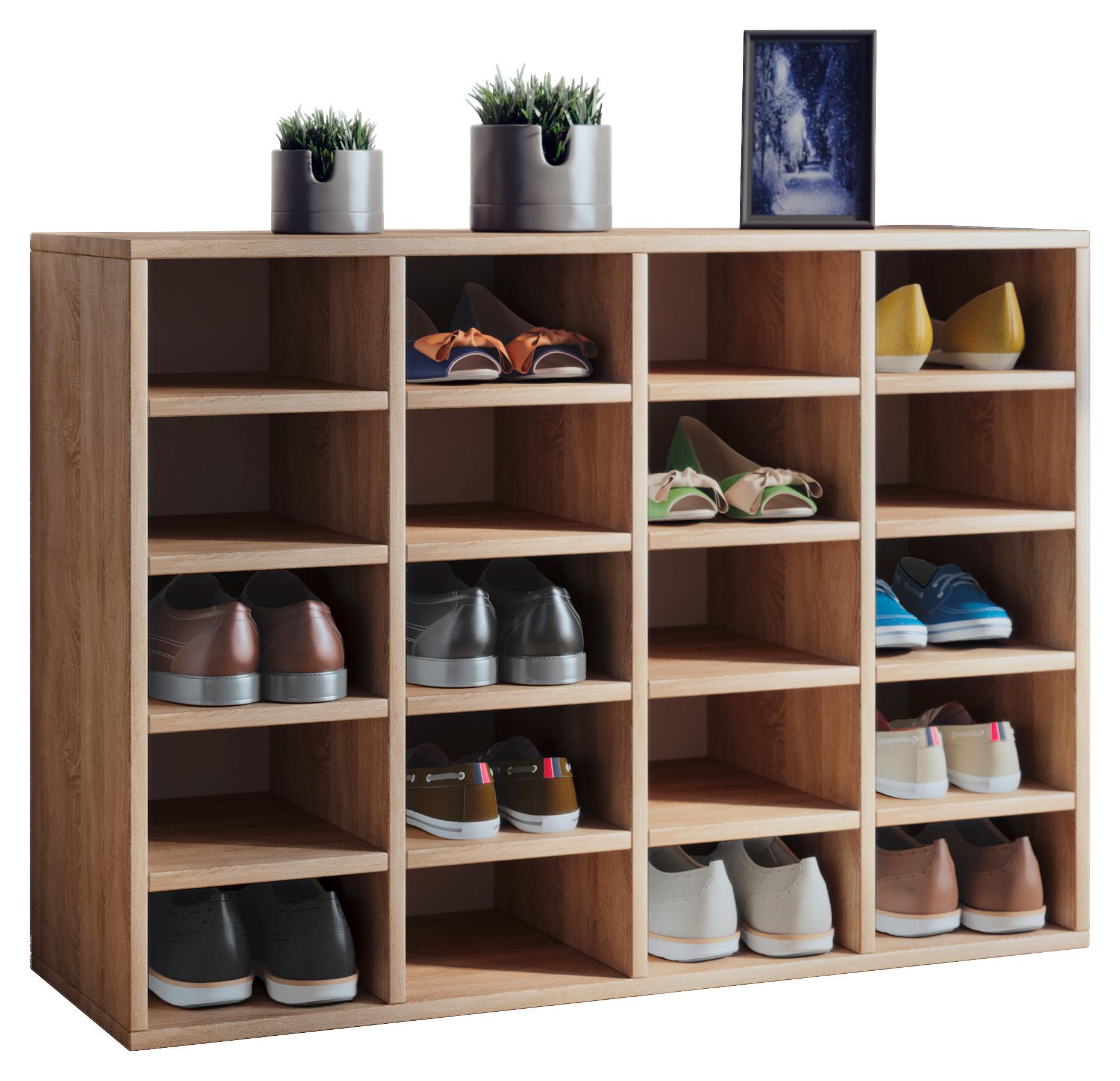 Schuhschrank Hinsol Eiche Dekor 16 Fächer B: 92 cm - Eichefarben, KONVENTIONELL, Holzwerkstoff (92/67/33cm) - MID.YOU