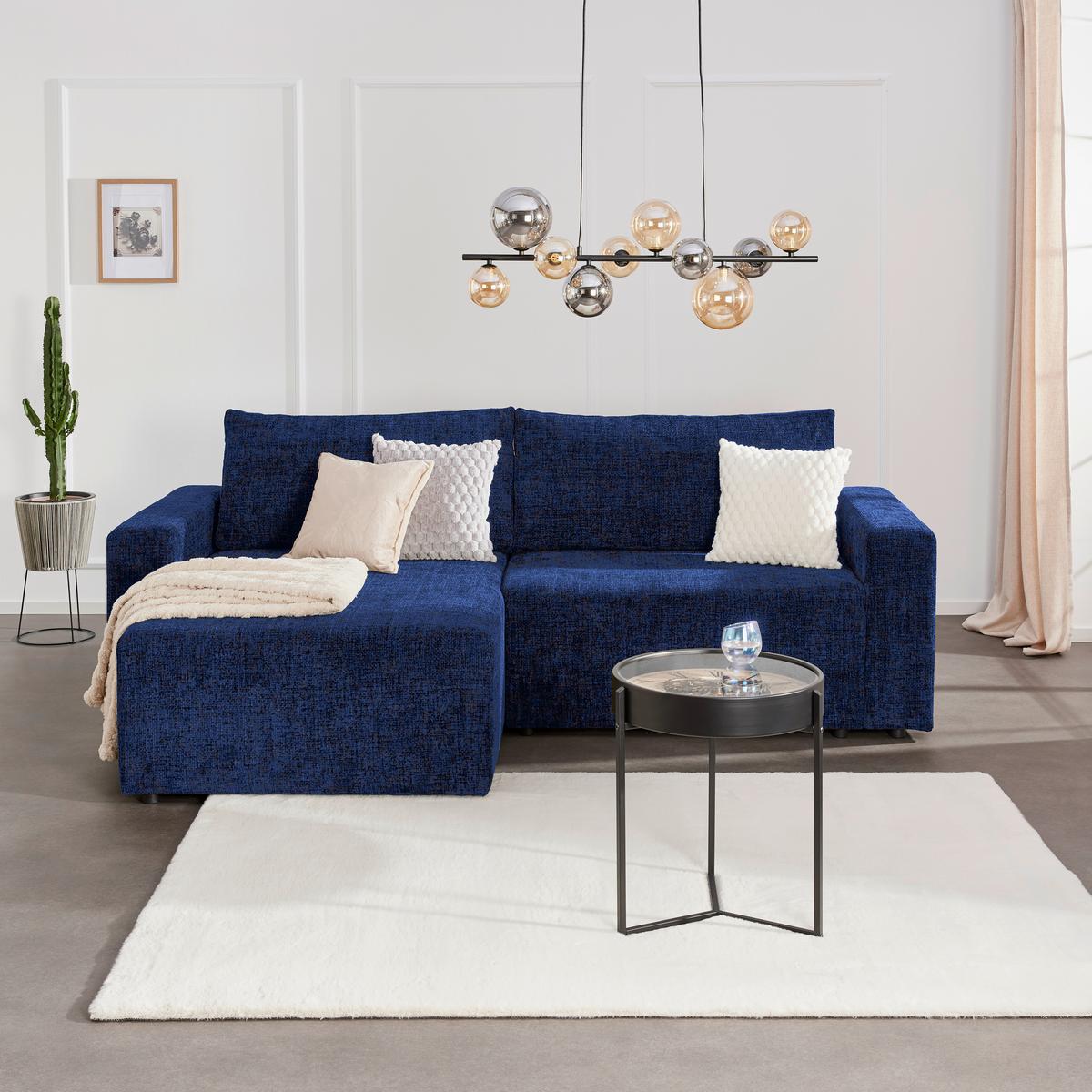 Ecksofa Dallas Dunkelblau 258x173 Cm - Schwarz/Dunkelblau, MODERN, Holz/Kunststoff (258/173cm)