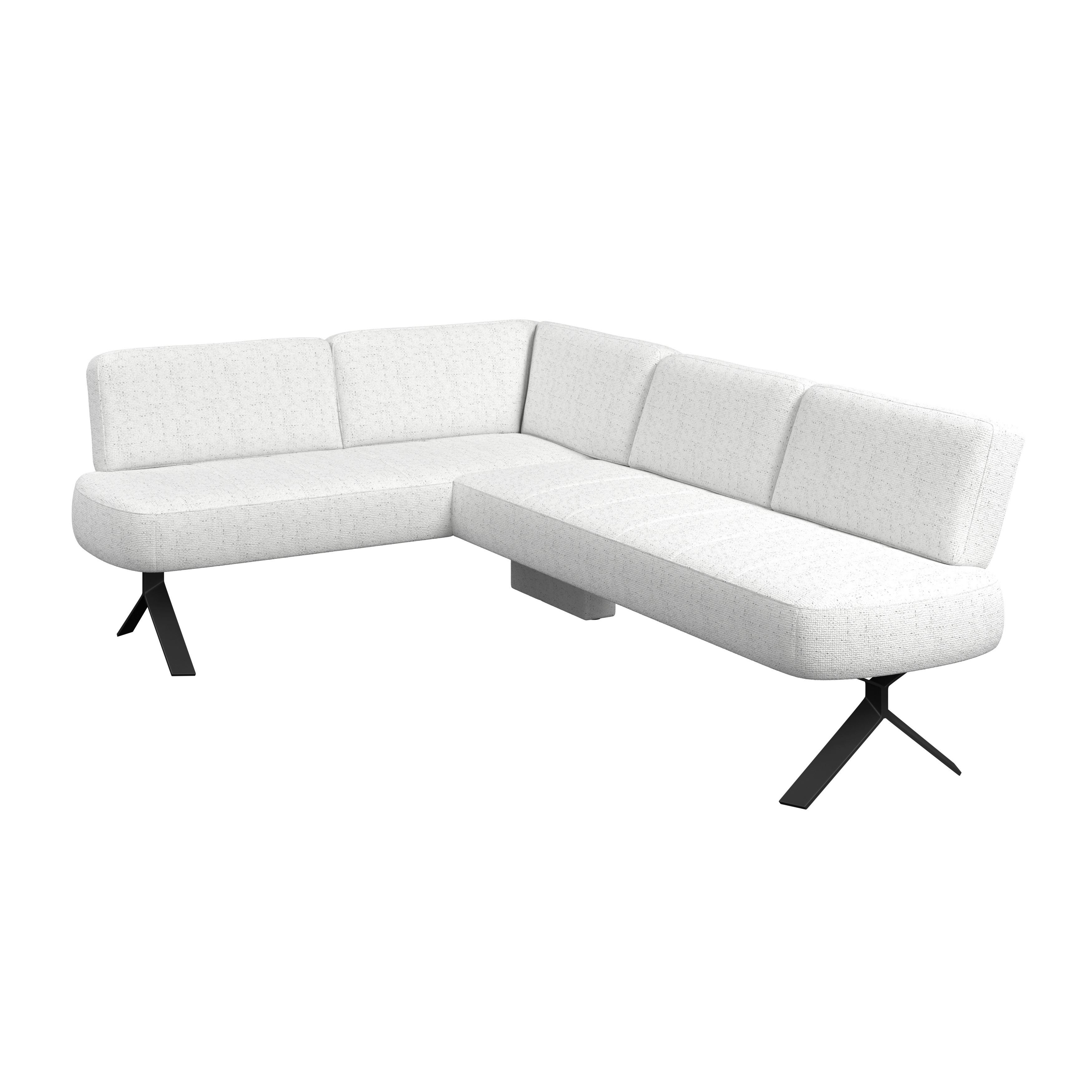 Eckbank weiß/Metallbeine Ulmo 176x248cm - Schwarz/Weiß, MODERN, Textil/Metall (176/248cm)