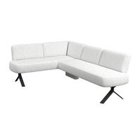 Eckbank weiß/Metallbeine Ulmo 176x248cm - Schwarz/Weiß, MODERN, Textil/Metall (176/248cm)