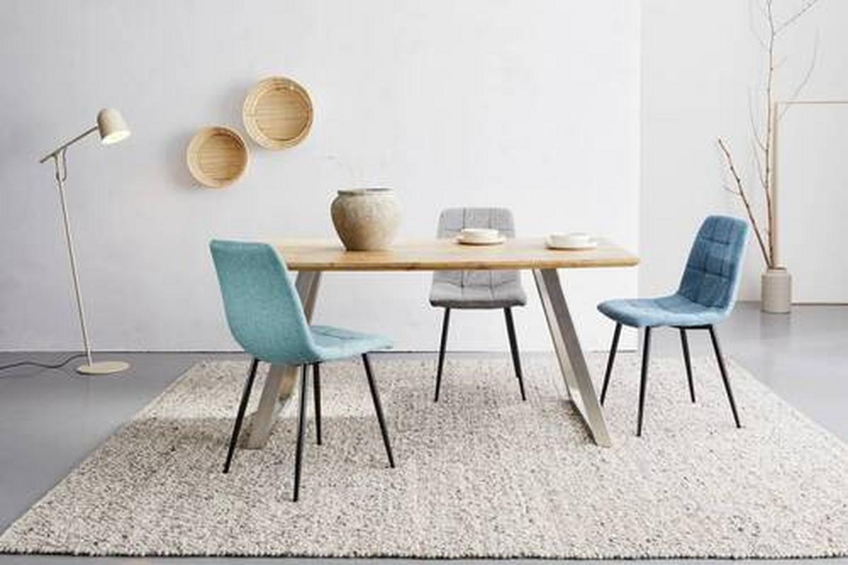 Stuhl-set 4er Empoli Grün - Schwarz/Grau, LIFESTYLE, Textil/Metall (44,5/86/54,5cm) - Livetastic