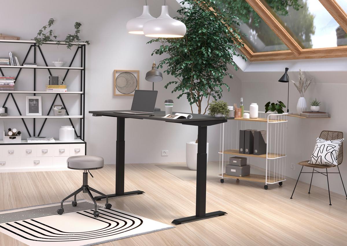 Schreibtisch Schwarz/graphitfarben L: 120cm - Schwarz/Graphitfarben, MODERN, Holzwerkstoff/Metall (120/80/72-120cm) - Germania