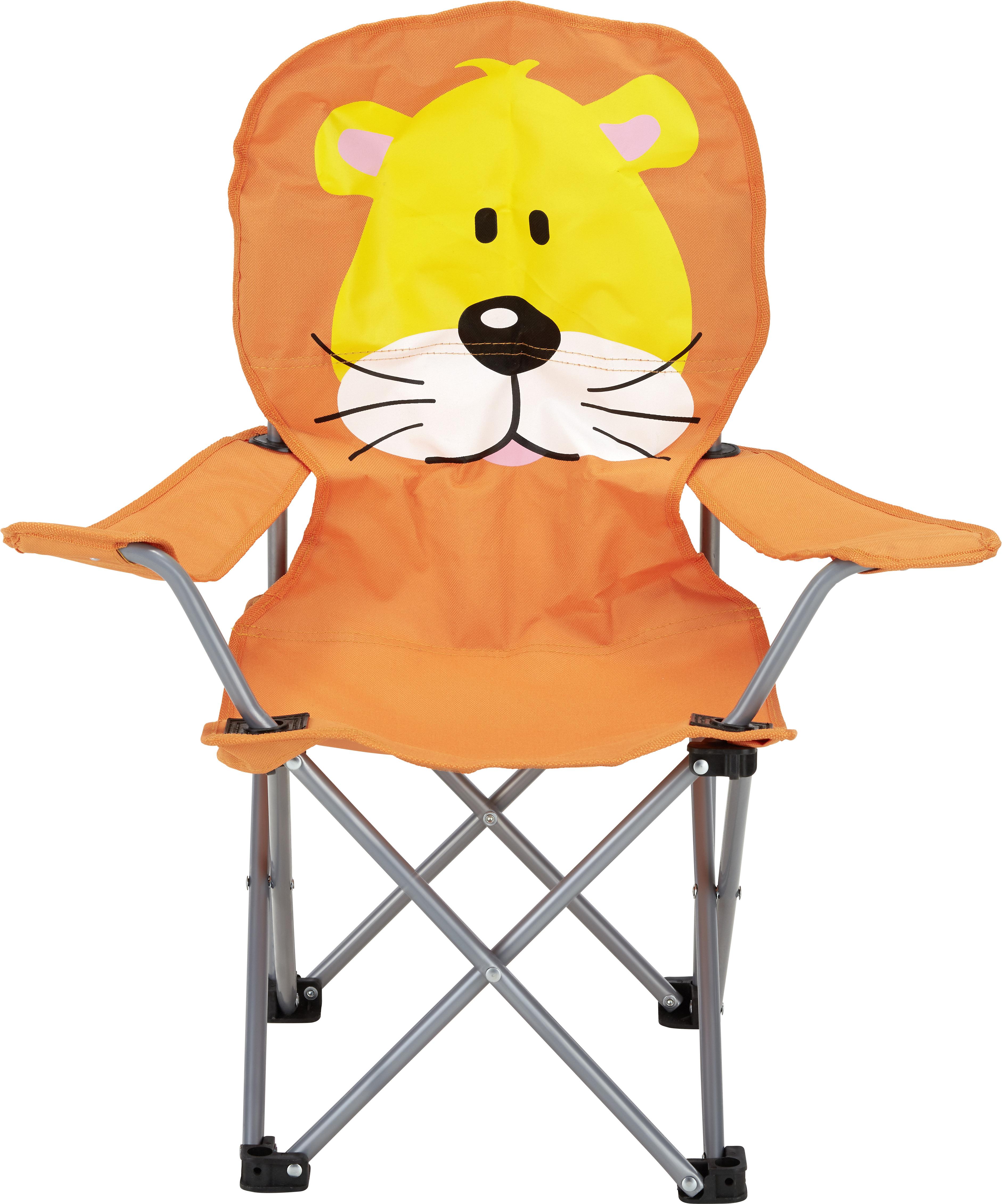 Kindersessel Linda Orange Löwe Stahl/Textil Klappbar - Orange, KONVENTIONELL, Textil (59/65/33cm) - BUNINO