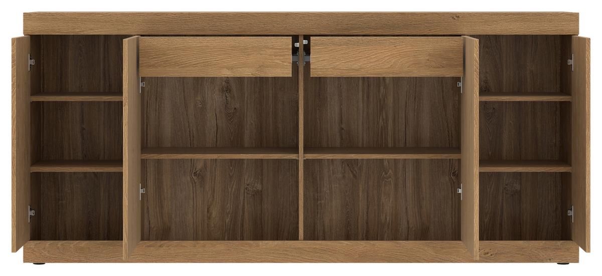 Sideboard Aretta Eichefarben B: 200 cm - Eichefarben/Schwarz, MODERN, Holzwerkstoff (200/91,6/41,8cm)