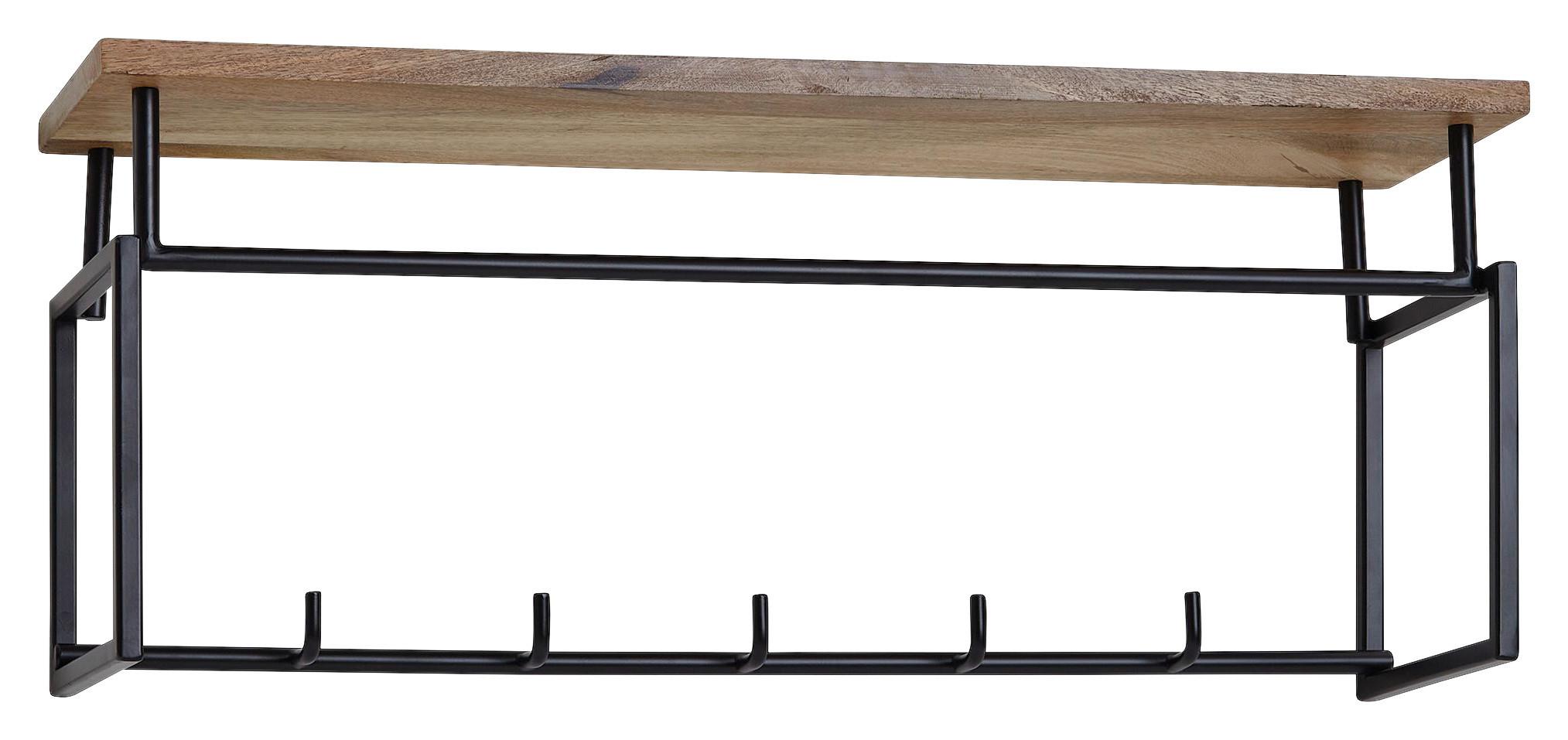Wandgarderobe Wohnling Schwarz B: 71 cm - Schwarz, MODERN, Holz/Metall (71/29/20cm) - MID.YOU