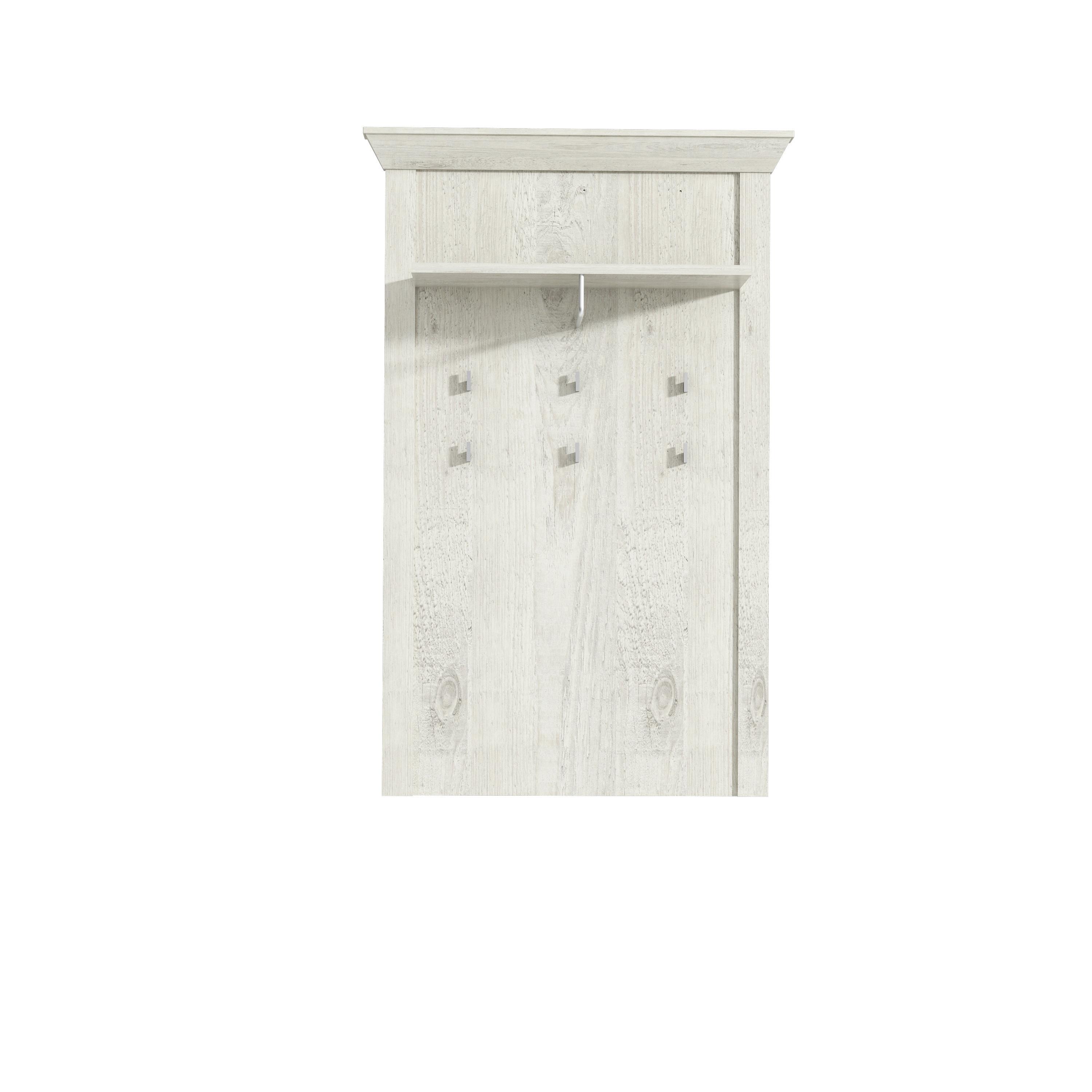 Garderobenpaneel Kashmir Pinien Dekor Hutablage B: 97cm - Weiß/Pinienfarben, Basics, Holzwerkstoff/Kunststoff (97,3/153,6/27,5cm)
