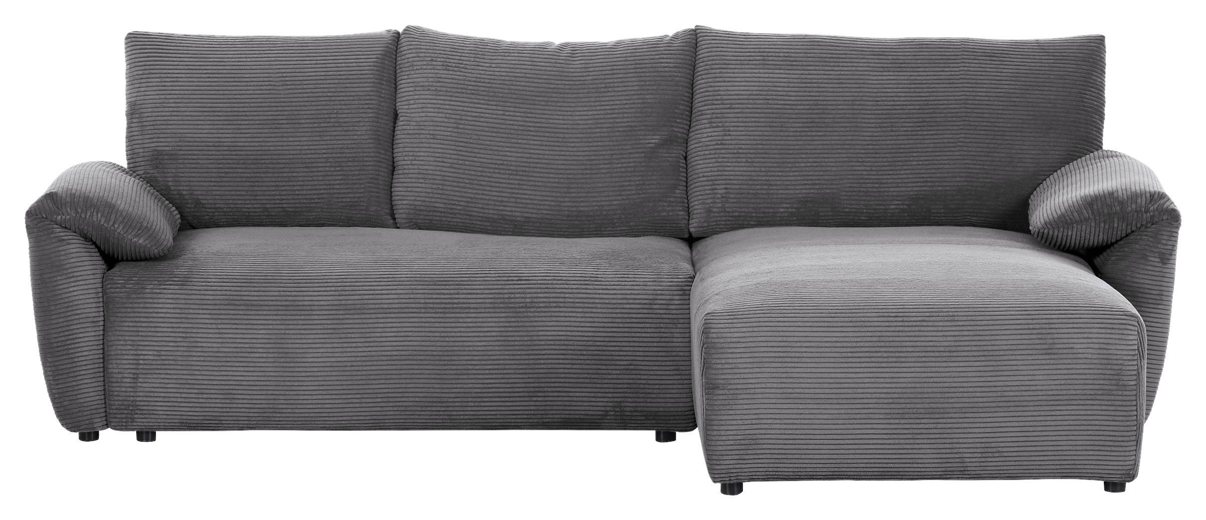 Ecksofa Cuty Dunkelgrau S: 266x180 cm - Dunkelgrau/Schwarz, KONVENTIONELL, Textil (266/180cm) - MID.YOU