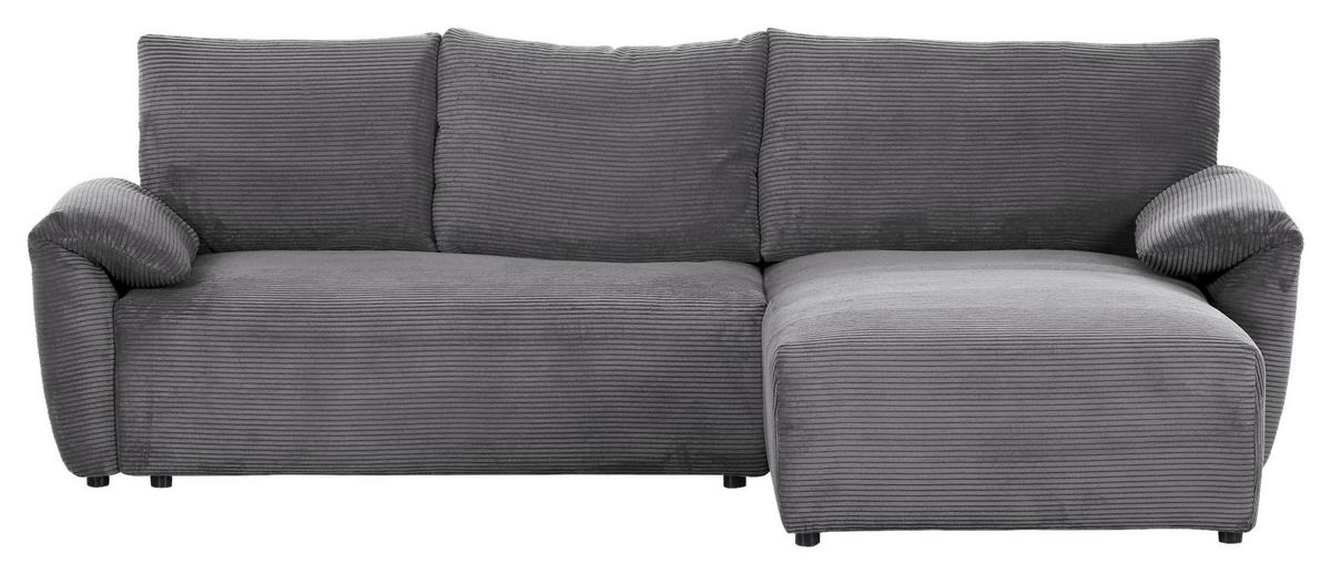 Ecksofa Cuty Dunkelgrau S: 266x180 cm - Dunkelgrau/Schwarz, KONVENTIONELL, Textil (266/180cm) - MID.YOU