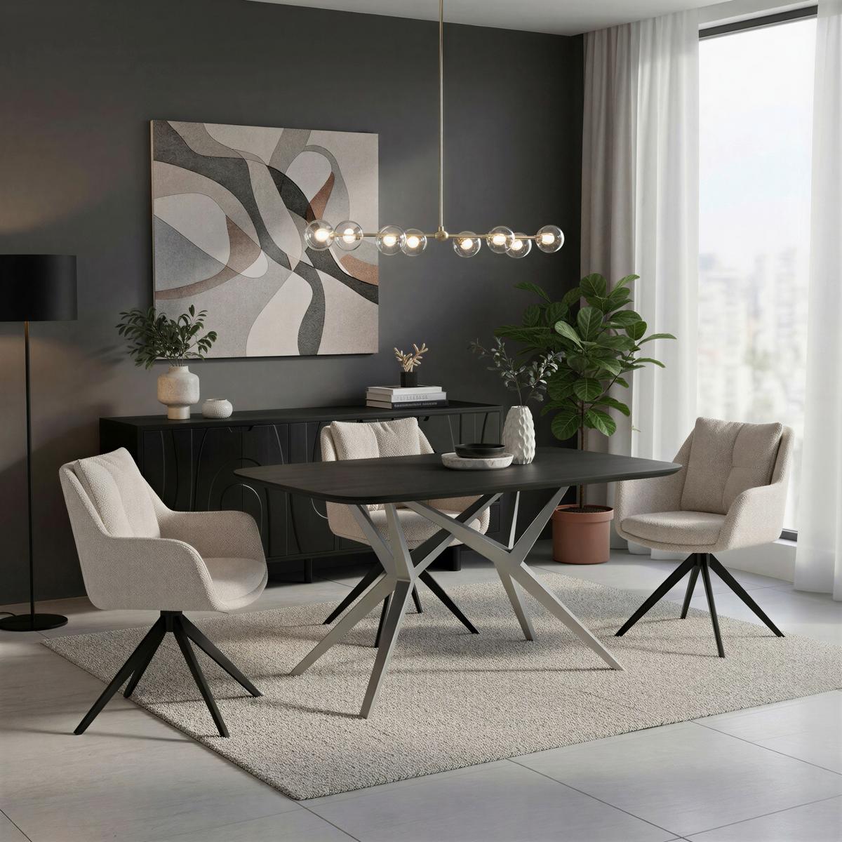 Sideboard Mangoholz schwarz B: 180cm - Schwarz, Design, Holz (180/76/43cm) - MID.YOU