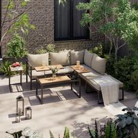 Loungegarnitur Rovinj Tisch Höhenverstellbar - Beige/Grau, MODERN, Holzwerkstoff/Textil (204/273cm) - Beldano