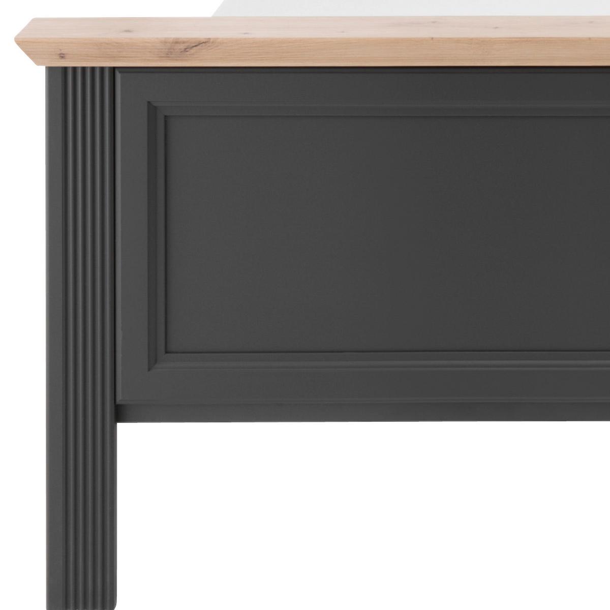 Bett Landhaus-stil 140x200 Jasmin Ii Graphitfarben/eiche - Graphitfarben/Schwarz, LIFESTYLE, Holzwerkstoff (140/200cm)